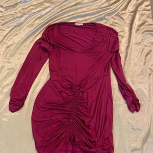 Cranberry ruched minidress